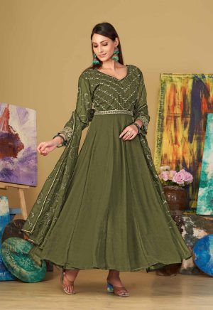 Mehndi Anarkali Suit In Georgette