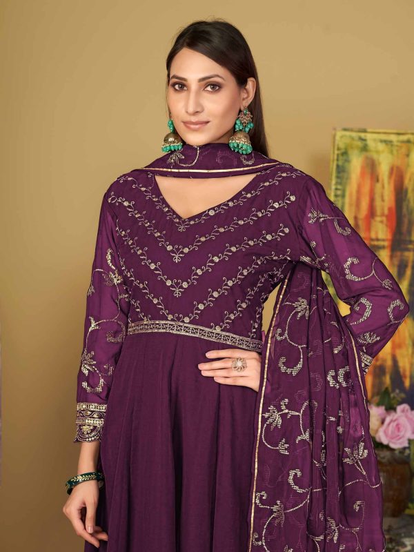 Purple Anarkali Suit In Georgette