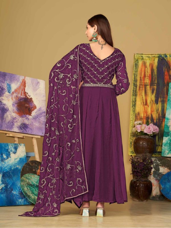 Purple Anarkali Suit In Georgette