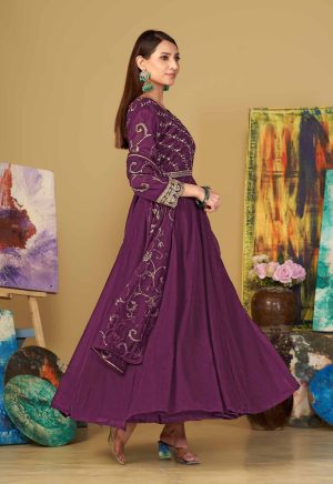 Purple Anarkali Suit In Georgette