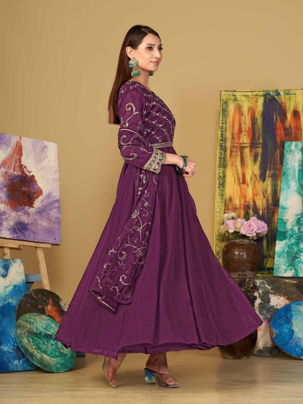 Purple Anarkali Suit In Georgette