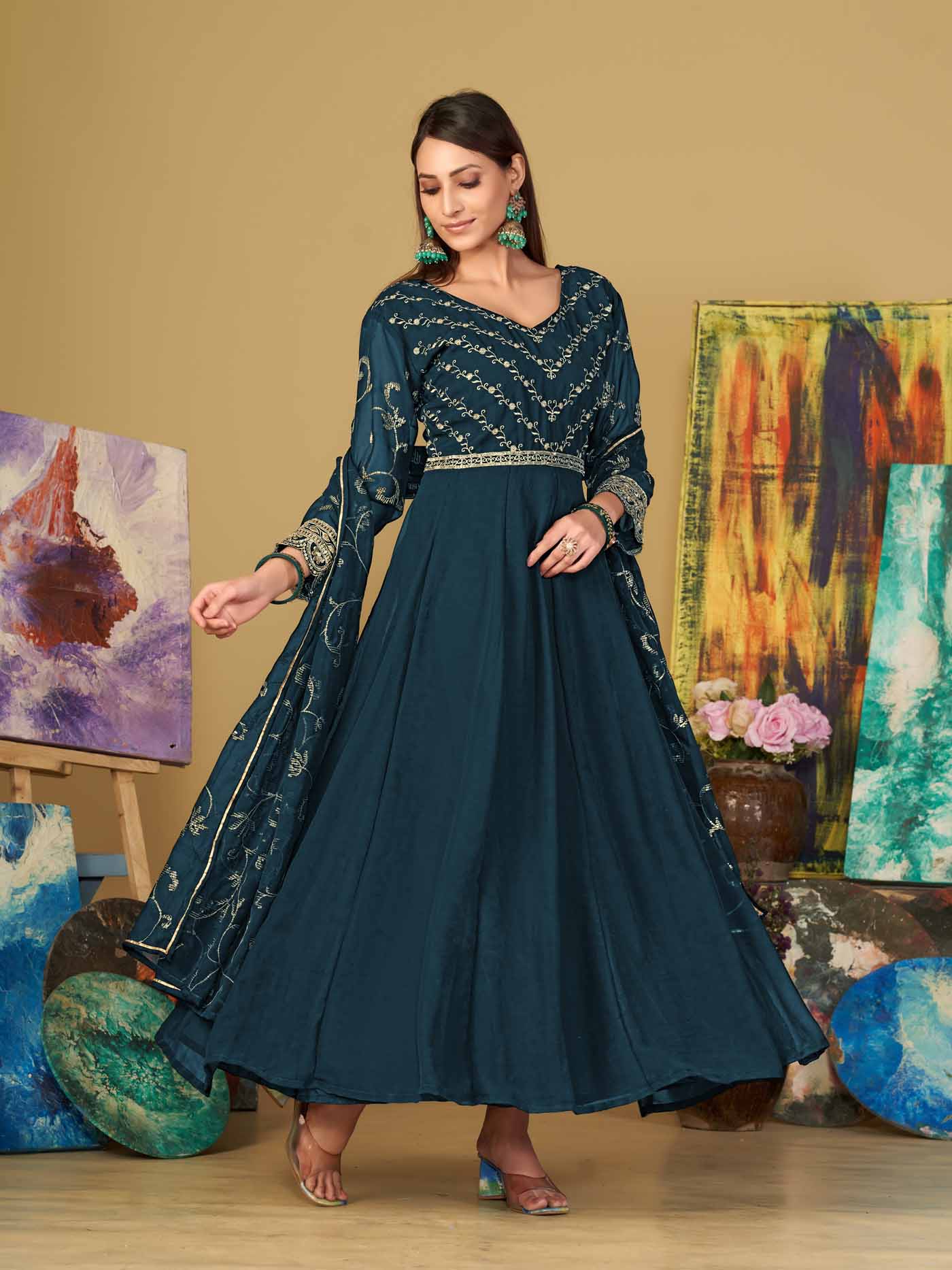 Rama Anarkali Suit In Georgette