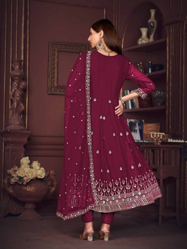 Embroidered Pink Anarkali Suit