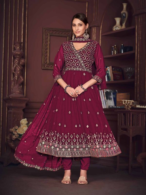 Embroidered Pink Anarkali Suit