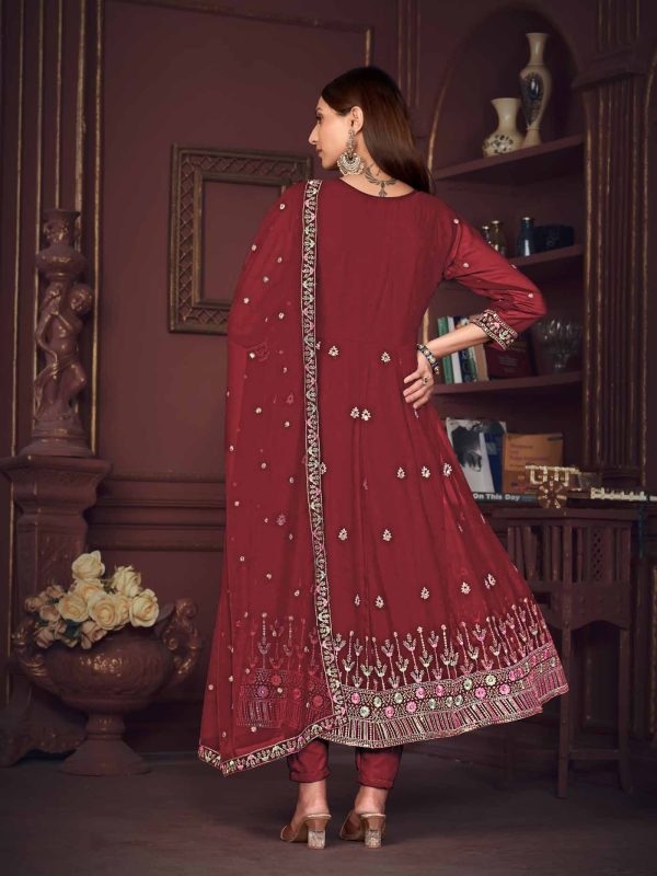 Embroidered Maroon Anarkali Suit