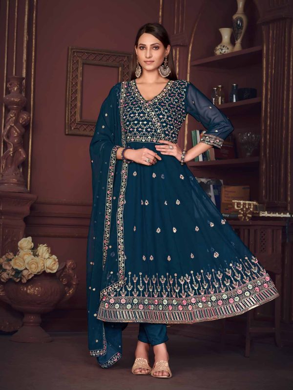 Embroidered Rama Anarkali Suit