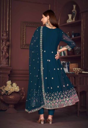 Embroidered Rama Anarkali Suit