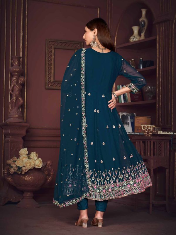 Embroidered Rama Anarkali Suit