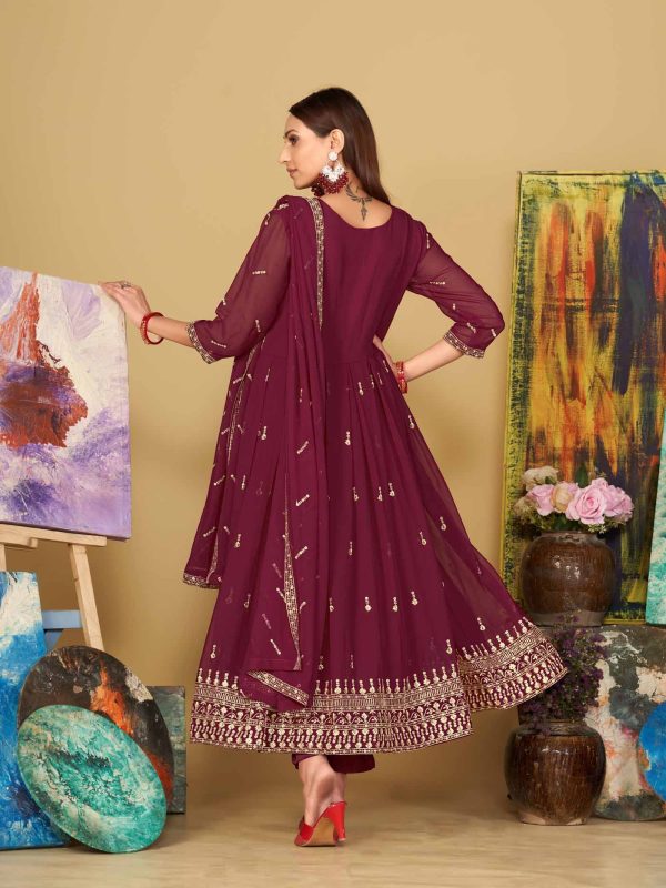 Georgette Dark Pink Anarkali Suit