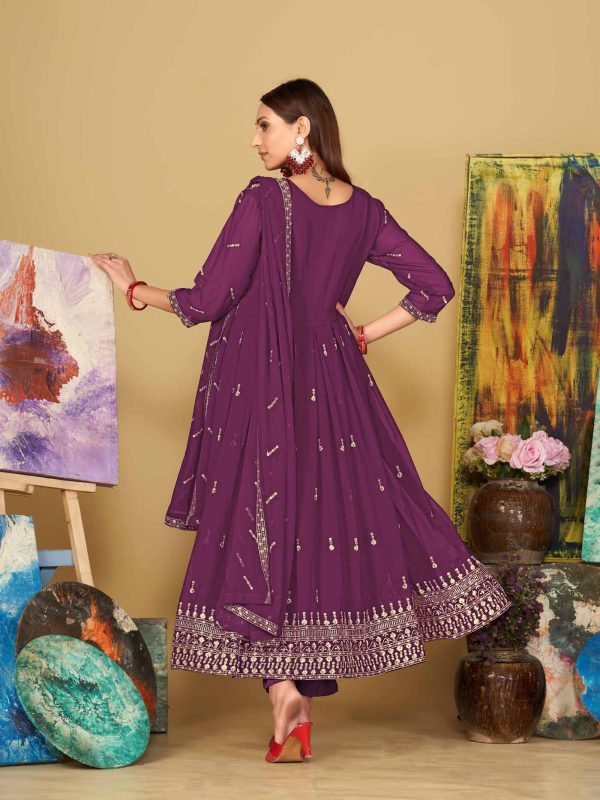 Georgette Purple Anarkali Suit