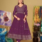 Georgette Purple Anarkali Suit