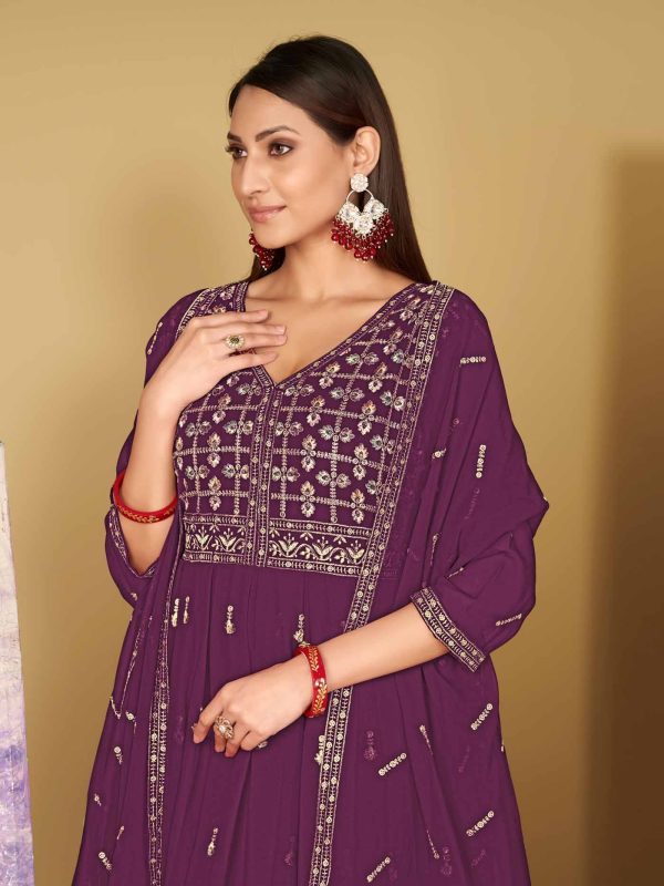 Georgette Purple Anarkali Suit