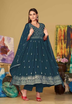 Georgette Rama Anarkali Suit