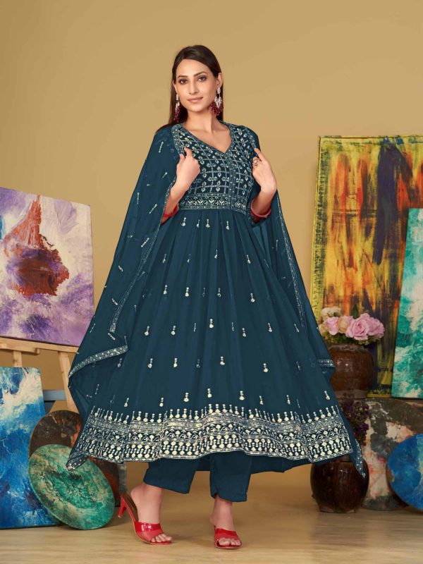 Georgette Rama Anarkali Suit