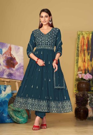 Georgette Rama Anarkali Suit