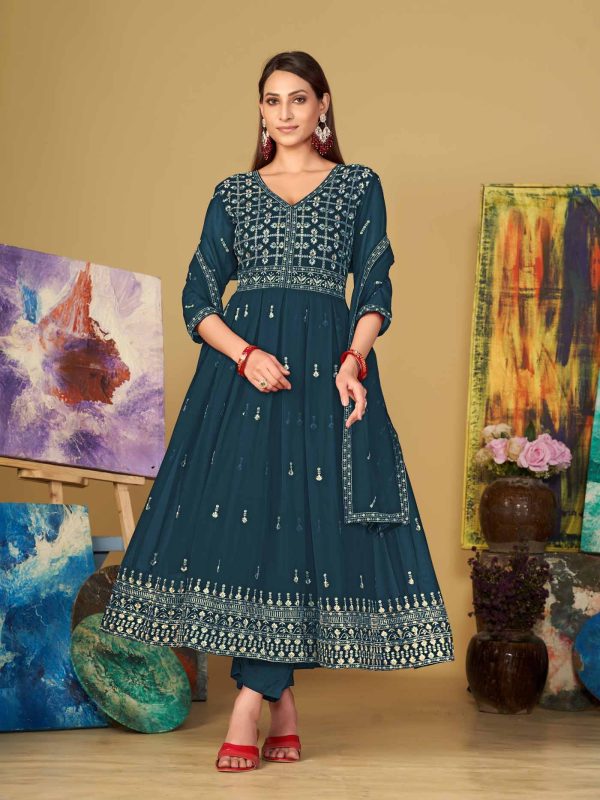 Georgette Rama Anarkali Suit