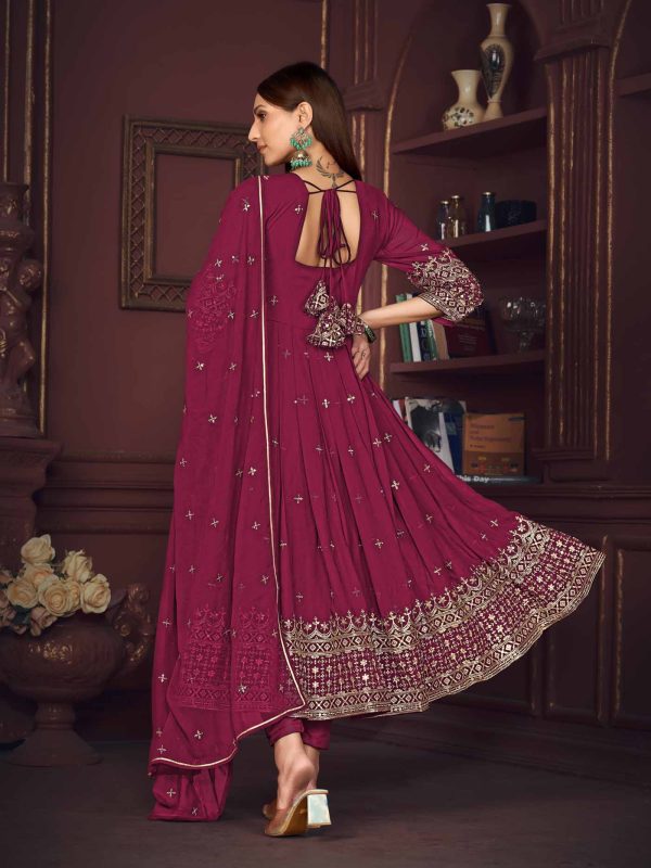 Pink Embroidery Work Georgette Anarkali Suit