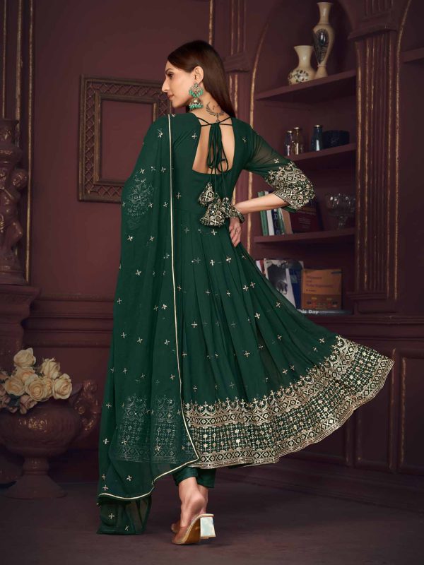 Green Embroidery Work Georgette Anarkali Suit