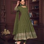 Mehndi Embroidery Work Georgette Anarkali Suit