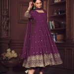 Purple Embroidery Work Georgette Anarkali Suit