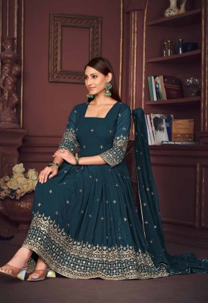 Rama Embroidery Work Georgette Anarkali Suit