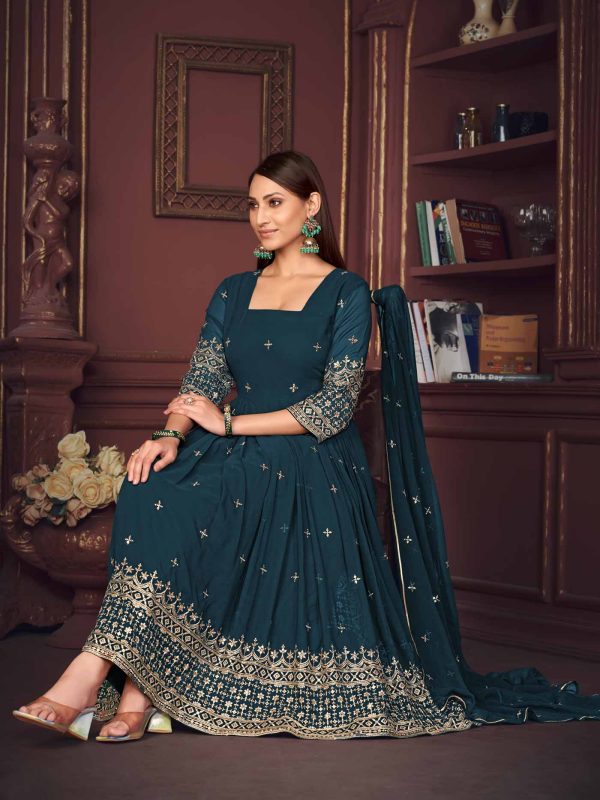 Rama Embroidery Work Georgette Anarkali Suit