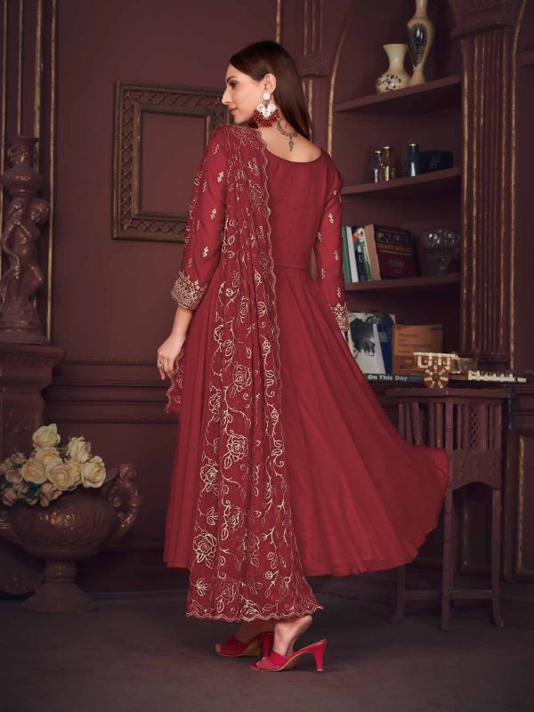 Maroon Georgette Anarkali