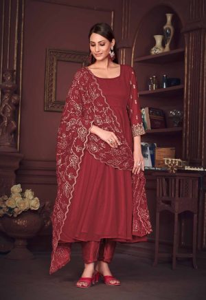 Maroon Georgette Anarkali