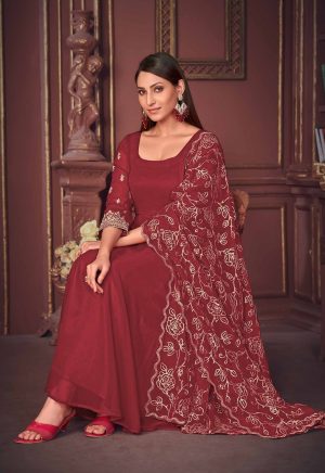 Maroon Georgette Anarkali