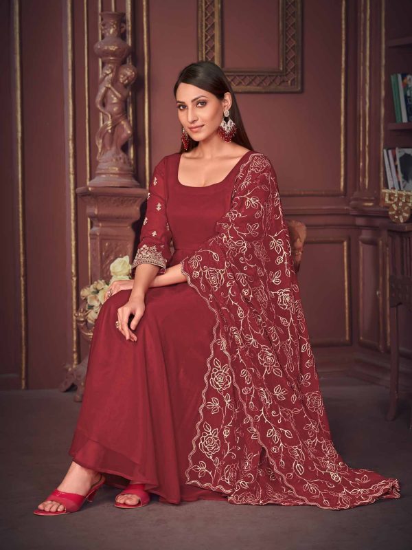 Maroon Georgette Anarkali