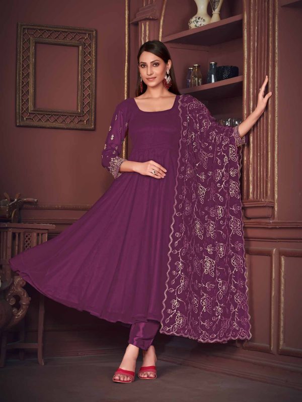 Purple Georgette Anarkali