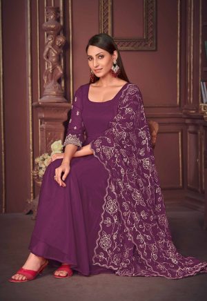 Purple Georgette Anarkali