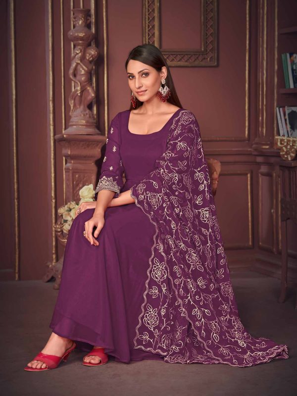 Purple Georgette Anarkali