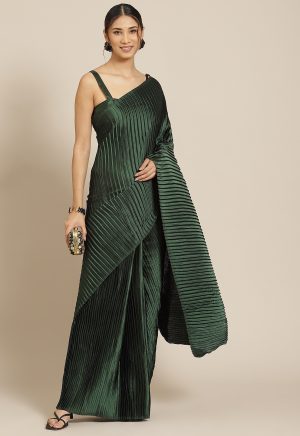 Satin Silk Green Saree