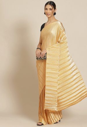 Satin Silk Golden Saree