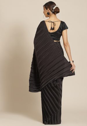 Satin Silk Black Saree