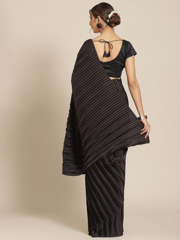 Satin Silk Black Saree