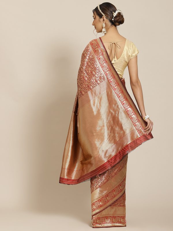 Maroon Jacquard Silk Saree