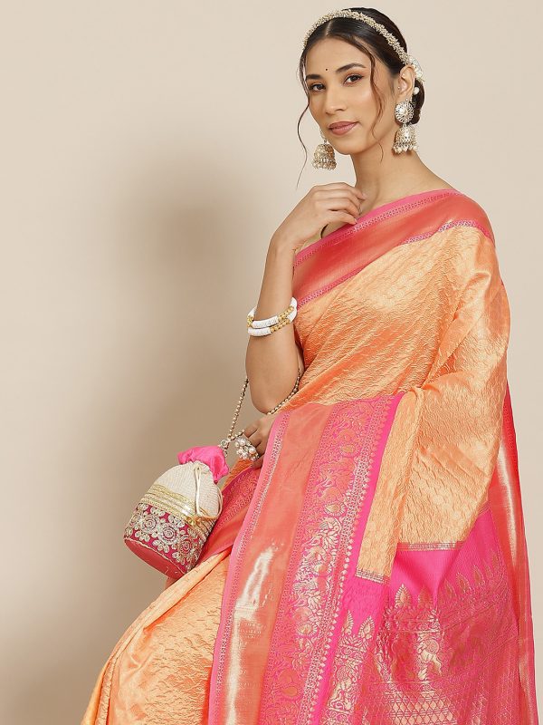 Jacquard Silk Peach Saree