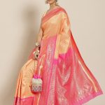 Jacquard Silk Peach Saree