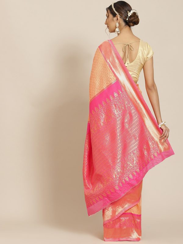 Jacquard Silk Peach Saree