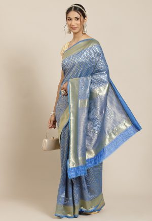Jacquard Silk Blue Saree