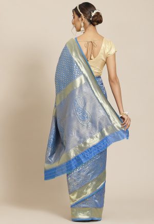 Jacquard Silk Blue Saree