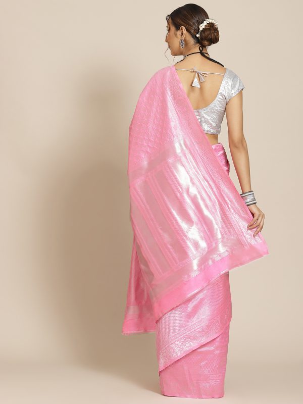 Pink Traditional Jacquard Silk Saree