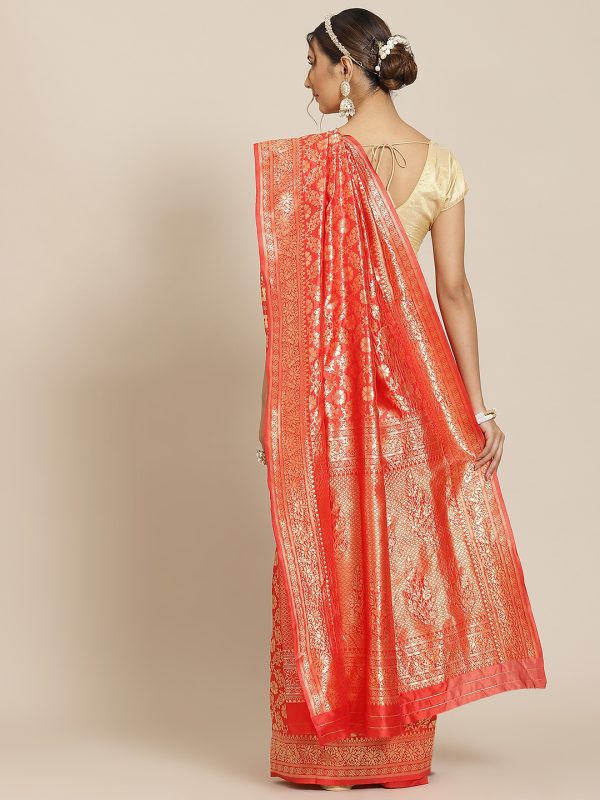 Jacquard Silk Red Saree