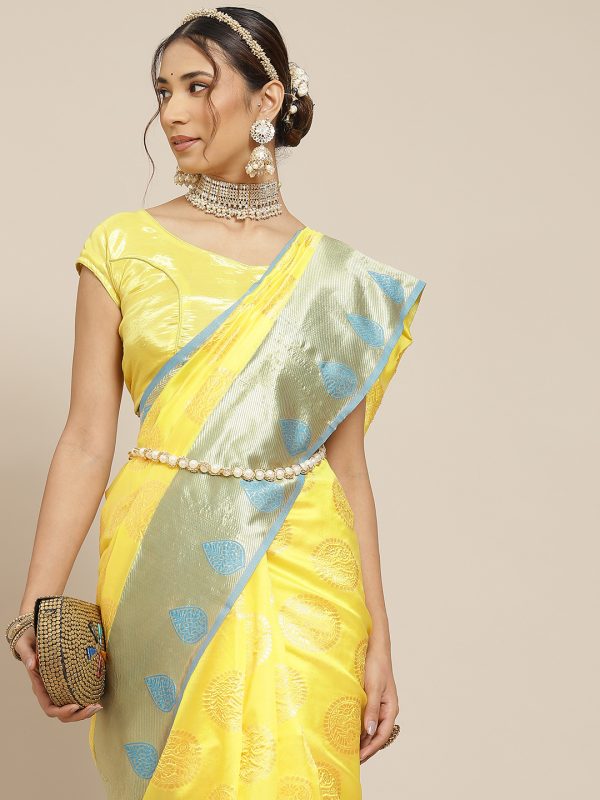 Weaving Work Yellow Rama Saree