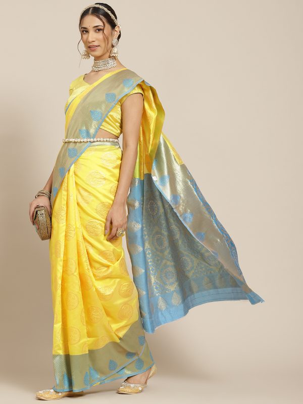 Weaving Work Yellow Rama Saree