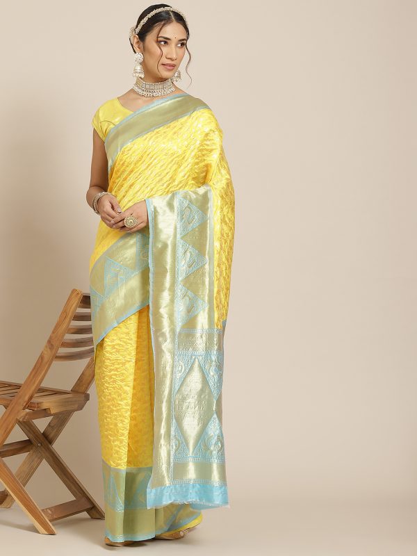 Yellow Jacquard Saree