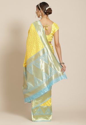 Yellow Jacquard Saree