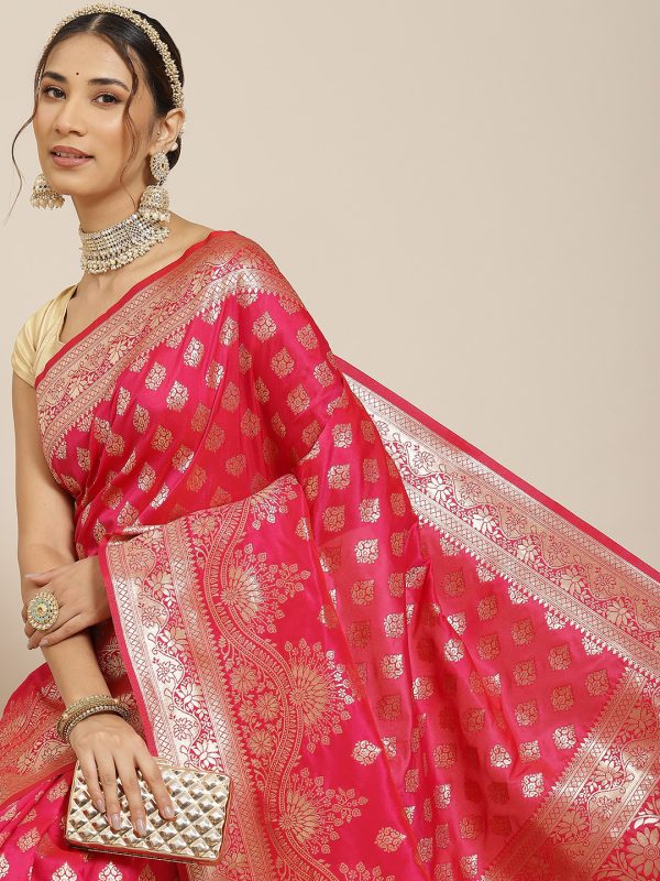 Woven Banarasi Silk Pink Saree